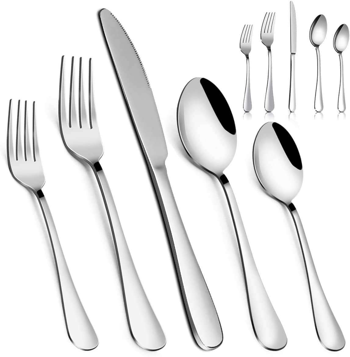 20Pcs Silver Stainless Steel Flatware Cutlery Set Service for 4 - Bevelse