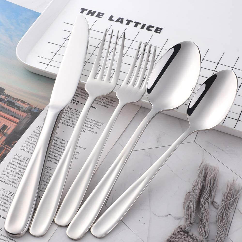 20Pcs Silver Stainless Steel Flatware Cutlery Set Service for 4 - Bevelse