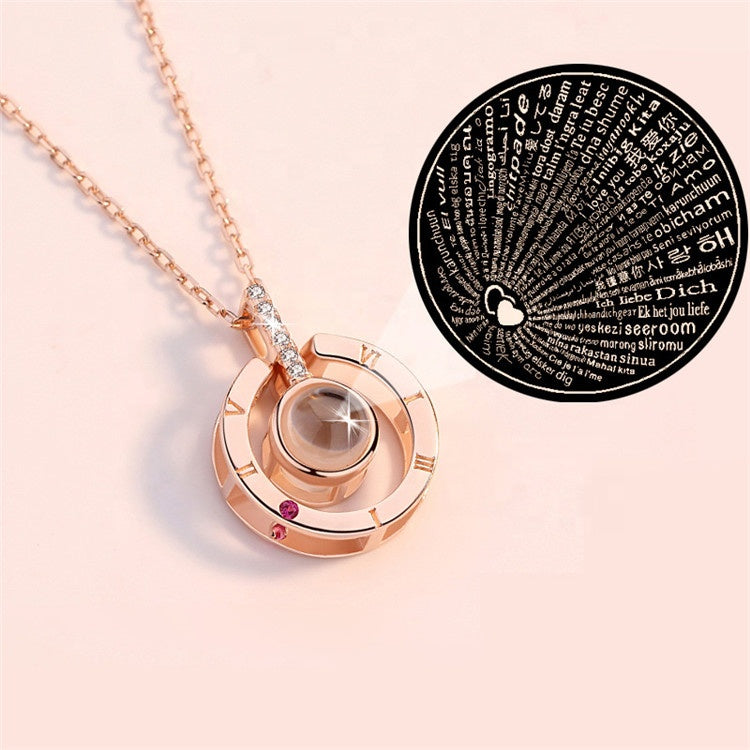 Best 100 Languages I Love You Rose Gold Chain Necklace For Sale