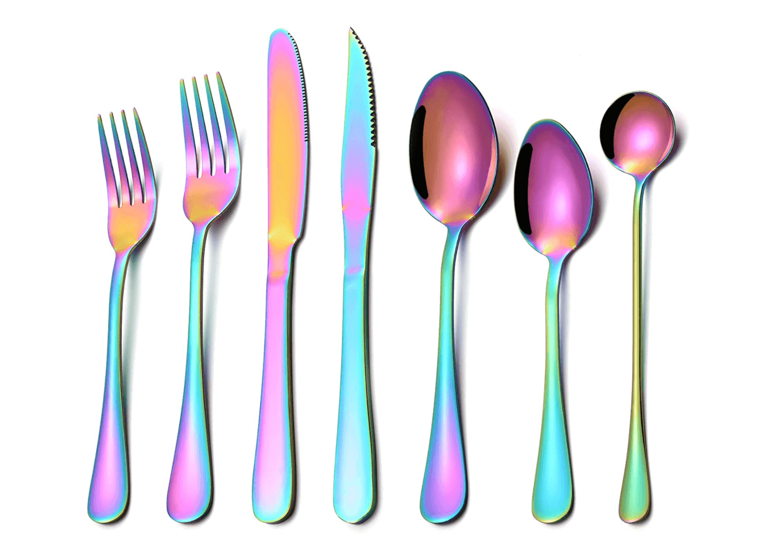 24Pcs Stainless Steel Rainbow Cutlery Flatware Set For Sale
