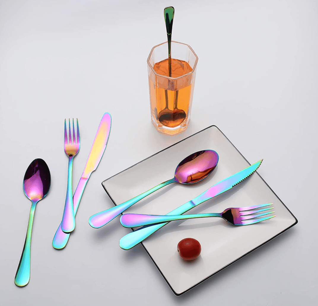 Best 24Pcs Stainless Steel Rainbow Cutlery Flatware Set