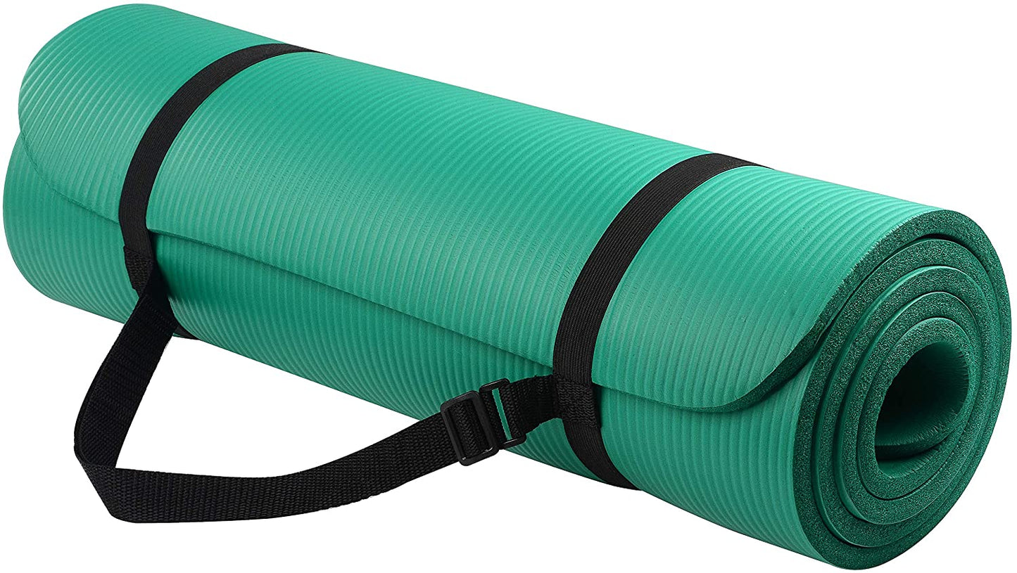 All purpose exercise yoga mat with carrying strap - Bevelse